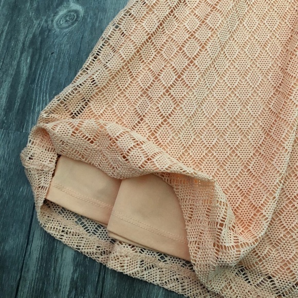 Maurices Peach Skater A-Line Dress Lace Overlay - Picture 4 of 8